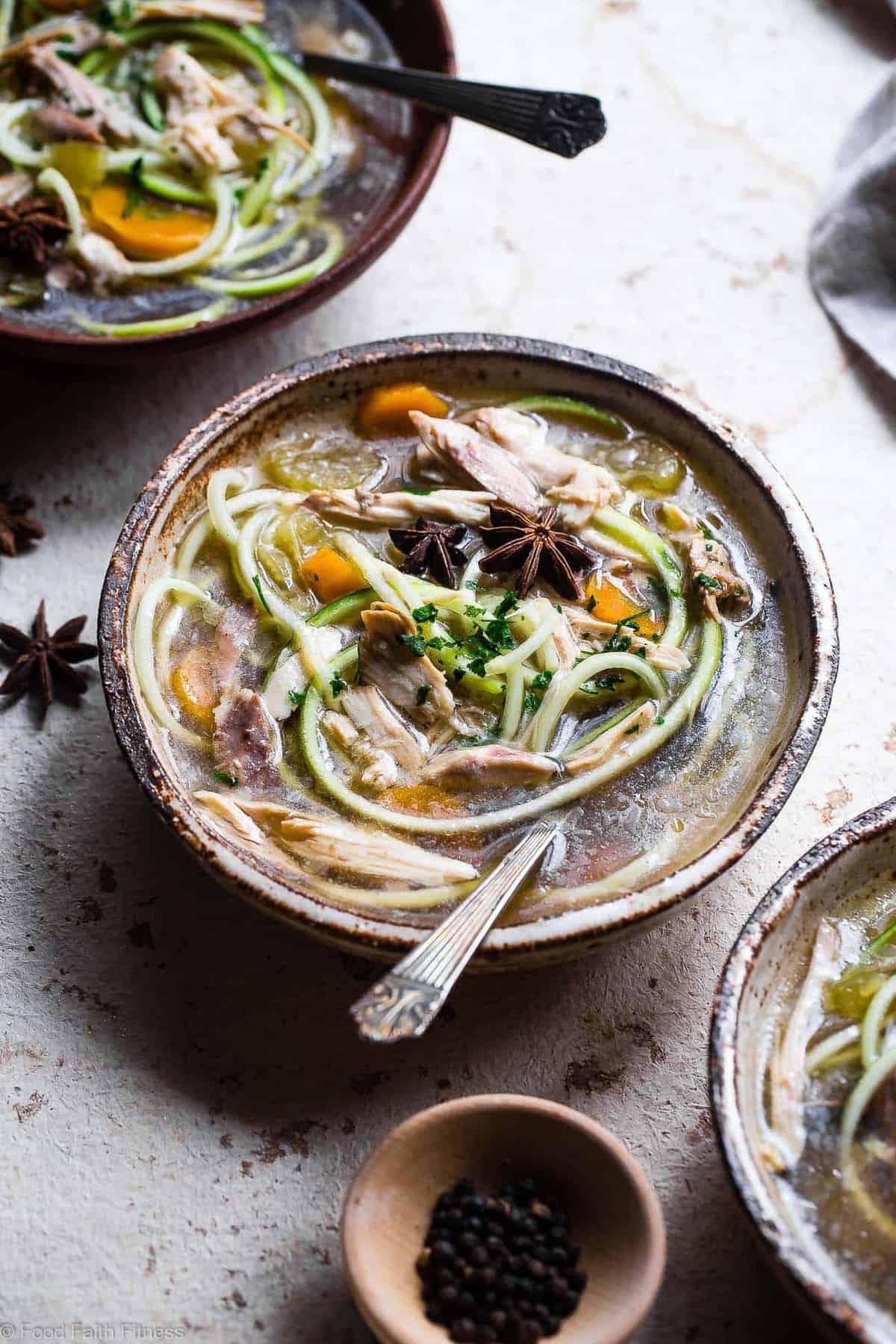 Low carb Chicken Zoodle Soup - This easy homemade healthy keto Chicken Zoodle Soup uses zucchini noodles so it's gluten free, low carb, paleo, whole30 AND packed with protein! You won't miss the noodles! | #Foodfaithfitness | #Glutenfree #Lowcarb #Keto #Whole30 #Paleo Keto Chicken Noodle Soup - This easy homemade healthy keto Chicken Zoodle Soup uses zucchini noodles so it's gluten free, low carb, paleo, whole30 AND packed with protein! You won't miss the noodles! | #Foodfaithfitness | #Glutenfree #Lowcarb #Keto #Whole30 #Paleo