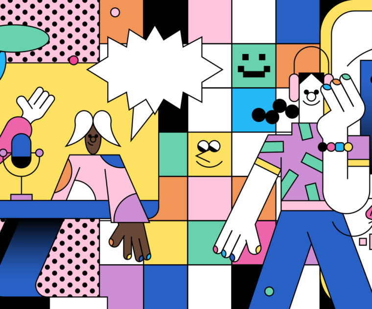 colorful line illustration - podcast influencer marketing