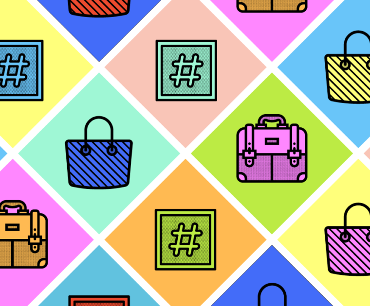 colorful diamond grid of handbag icons