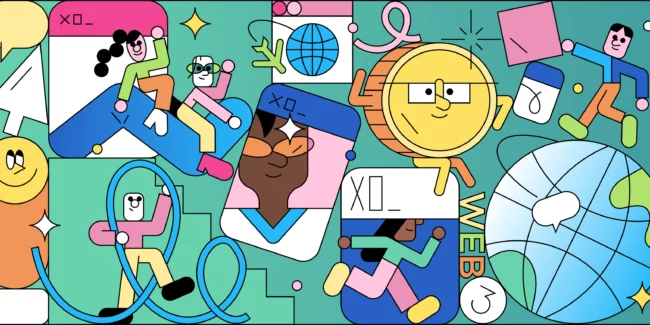 colorful line illustration of crypto influencers